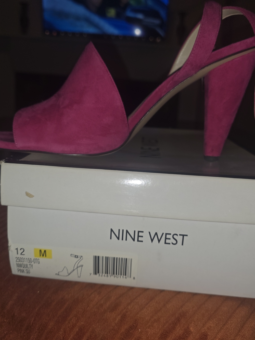 Nine West Fuchsia Suede Block Heel Sandals - Picture 4 of 7